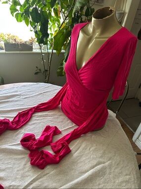Lilac Clothing Hot Pink Wrap Top